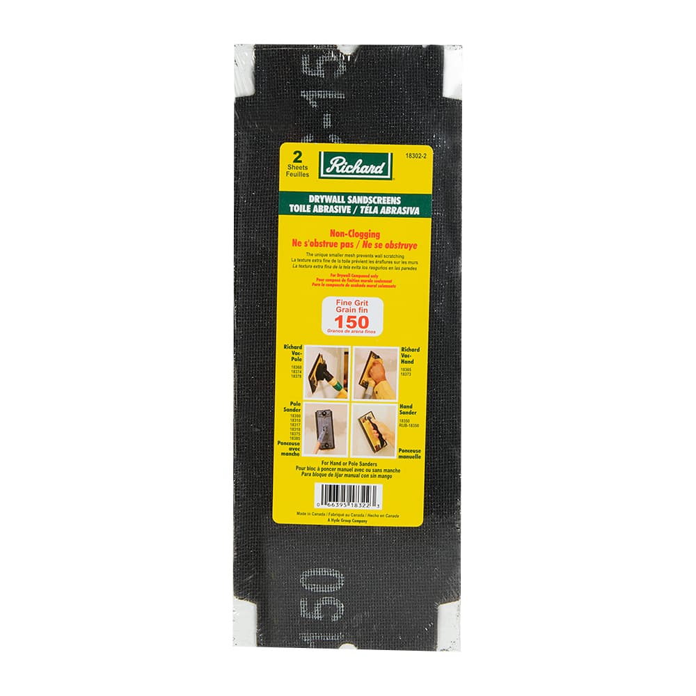 Papier sablé grillagé micro pour gypse 4&nbsp;po&nbsp;x&nbsp;11&nbsp;1/4&nbsp;po grain 150 Pqt/2 A. RICHARD