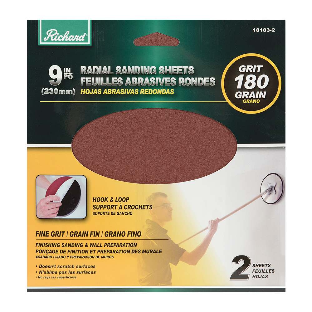 Disques à sabler 9 po grain 180 Pqt/2 A. RICHARD
