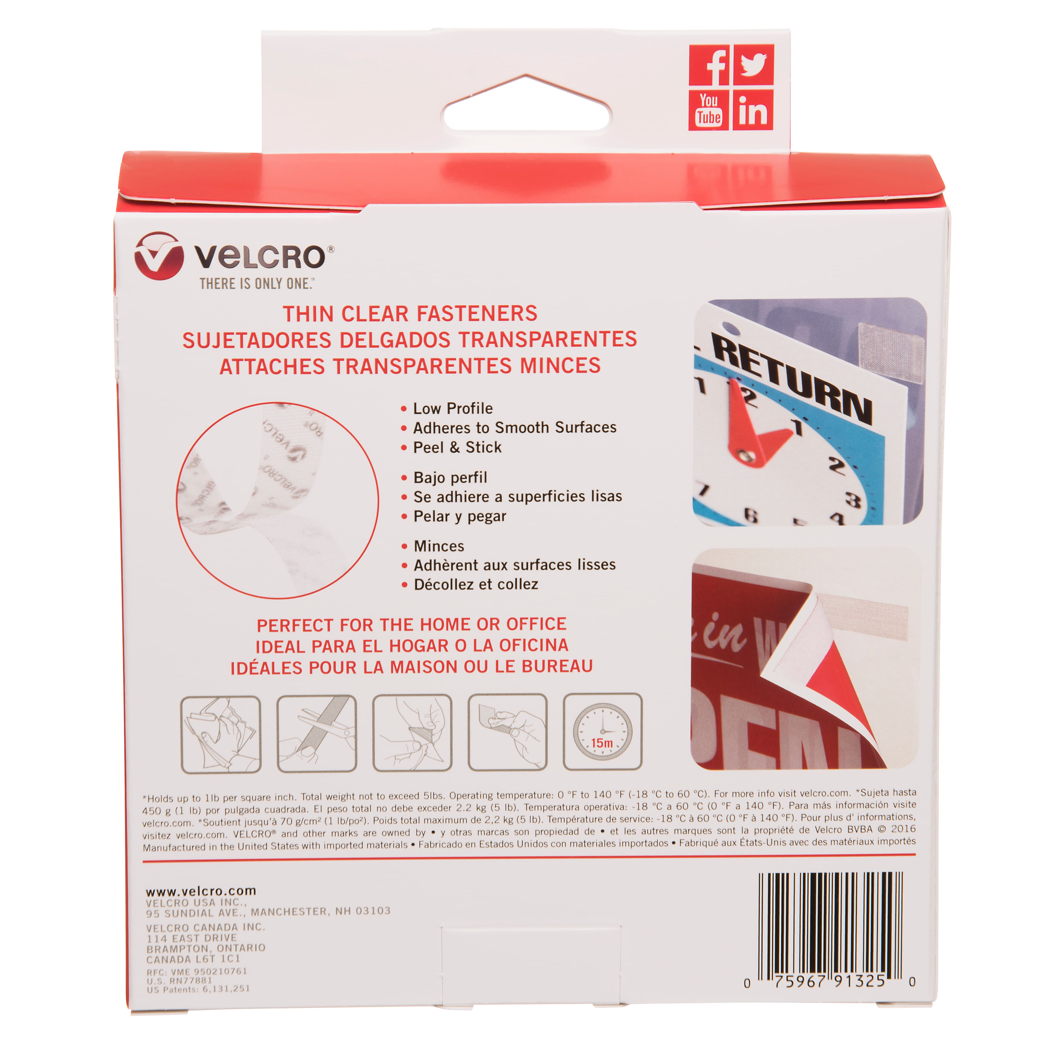 Bande adhésive VELCRO® 3/4&nbsp;po&nbsp;x&nbsp;15&nbsp;pi