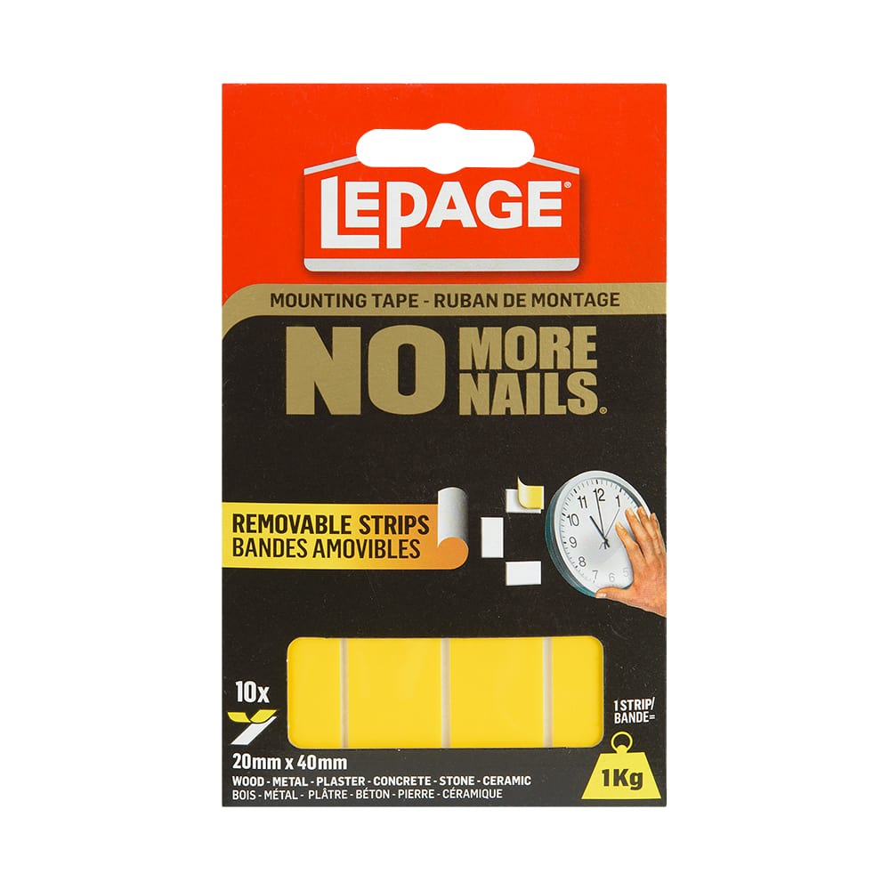 Bandes adhésives amovibles 3/4 po x 1 5/8 po Pqt/10