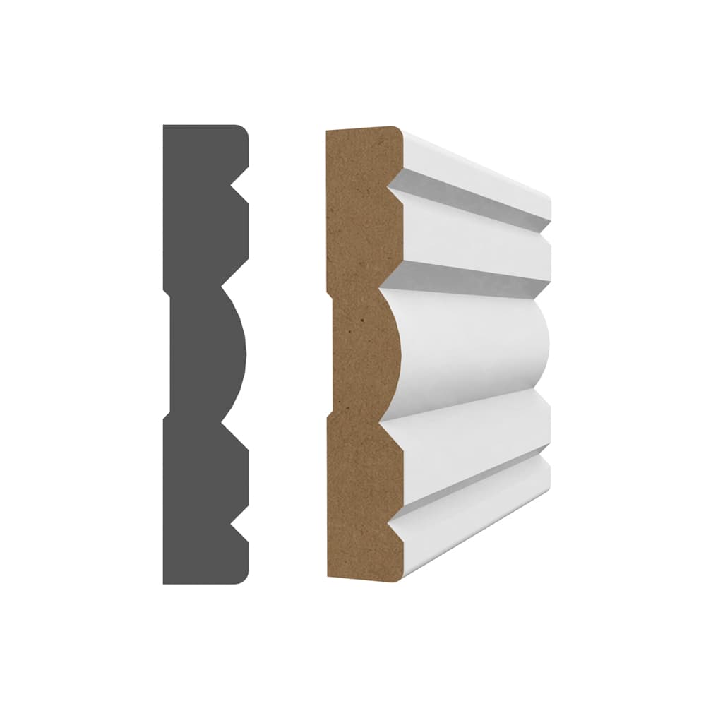 Chambranle colonial en fibre de bois 5/8 po x 3 1/8 po x 7 pi