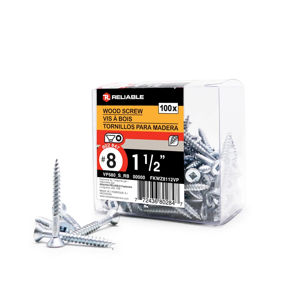 Vis à bois 1 1/2 po n° 8 T.P. Pqt/100