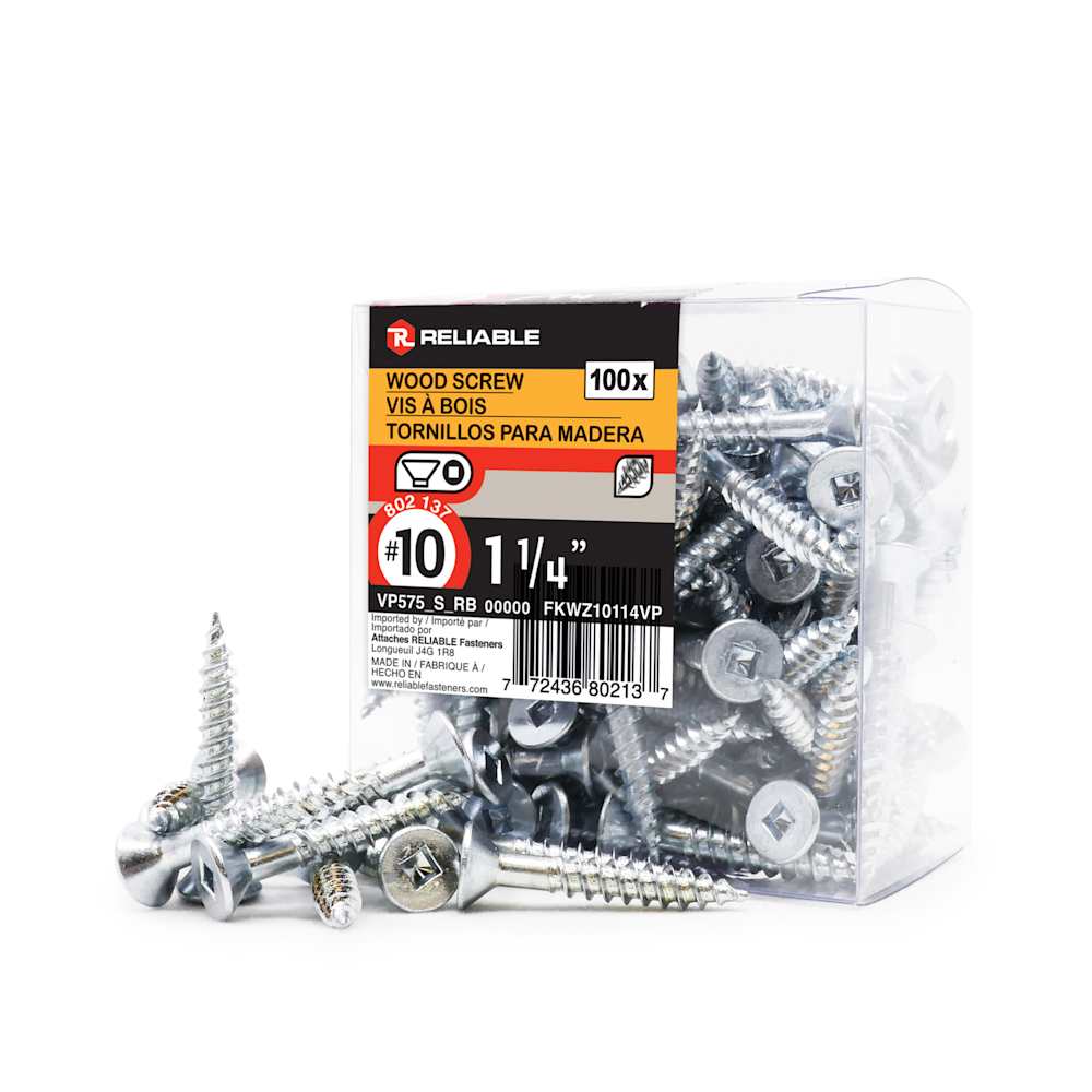 Vis à bois 1 1/4 po n° 10 T.P. Pqt/100