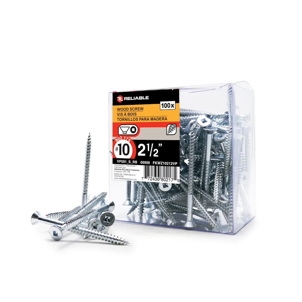 Vis à bois 2 1/2 po n° 10 T.P. Pqt/100