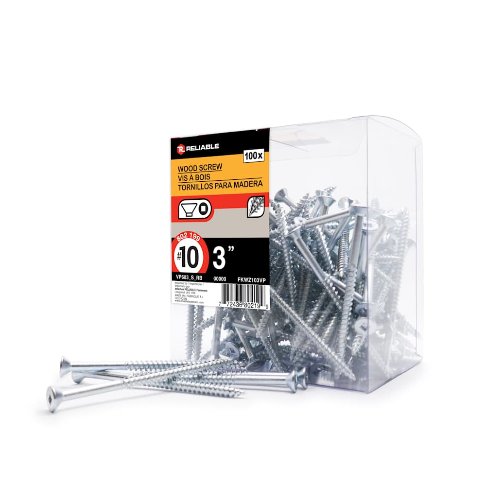 Vis à bois 3 po n° 10 T.P. Pqt/100