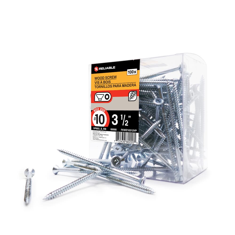 Vis à bois 3 1/2 po n° 10 T.P. Pqt/100