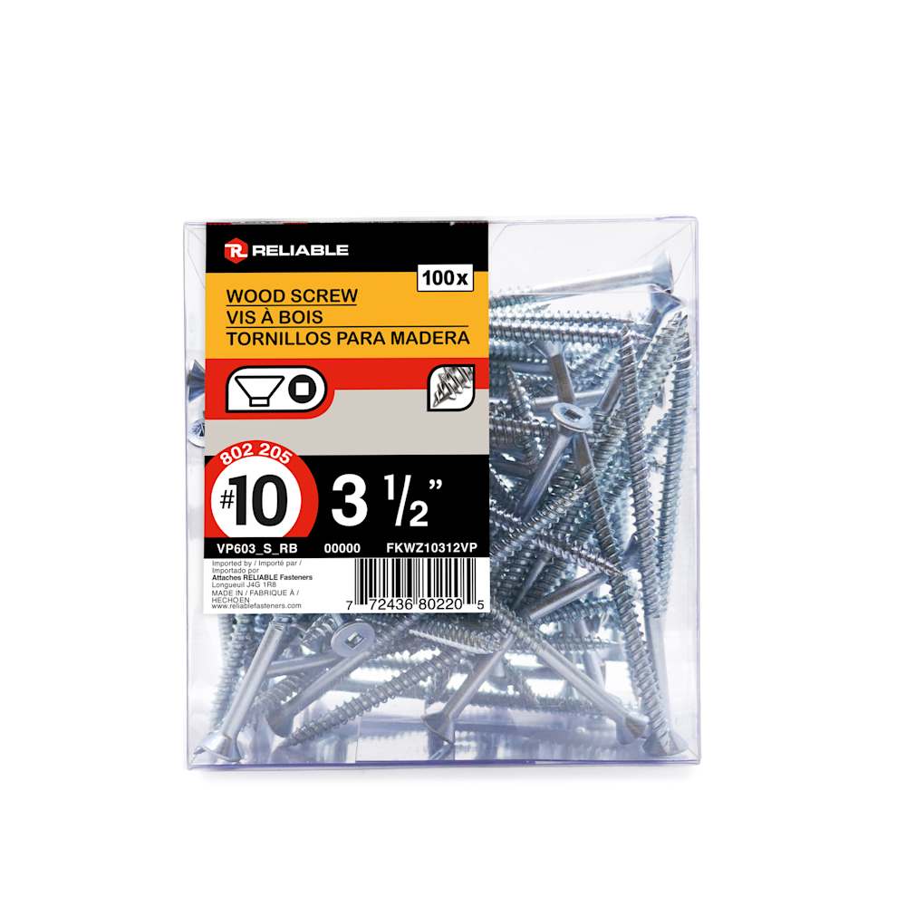 Vis à bois 3 1/2 po n° 10 T.P. Pqt/100