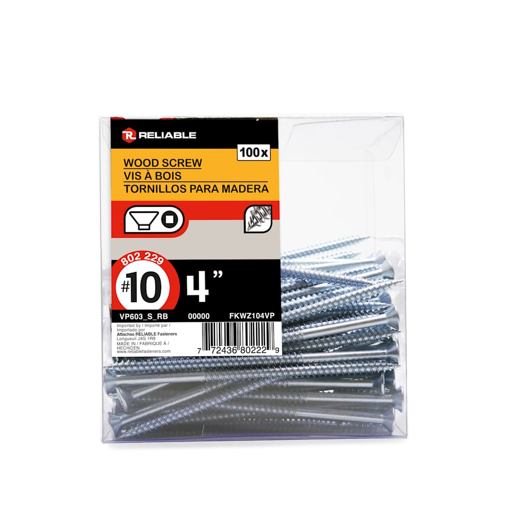 Vis à bois 4 po n° 10 T.P. Pqt/100