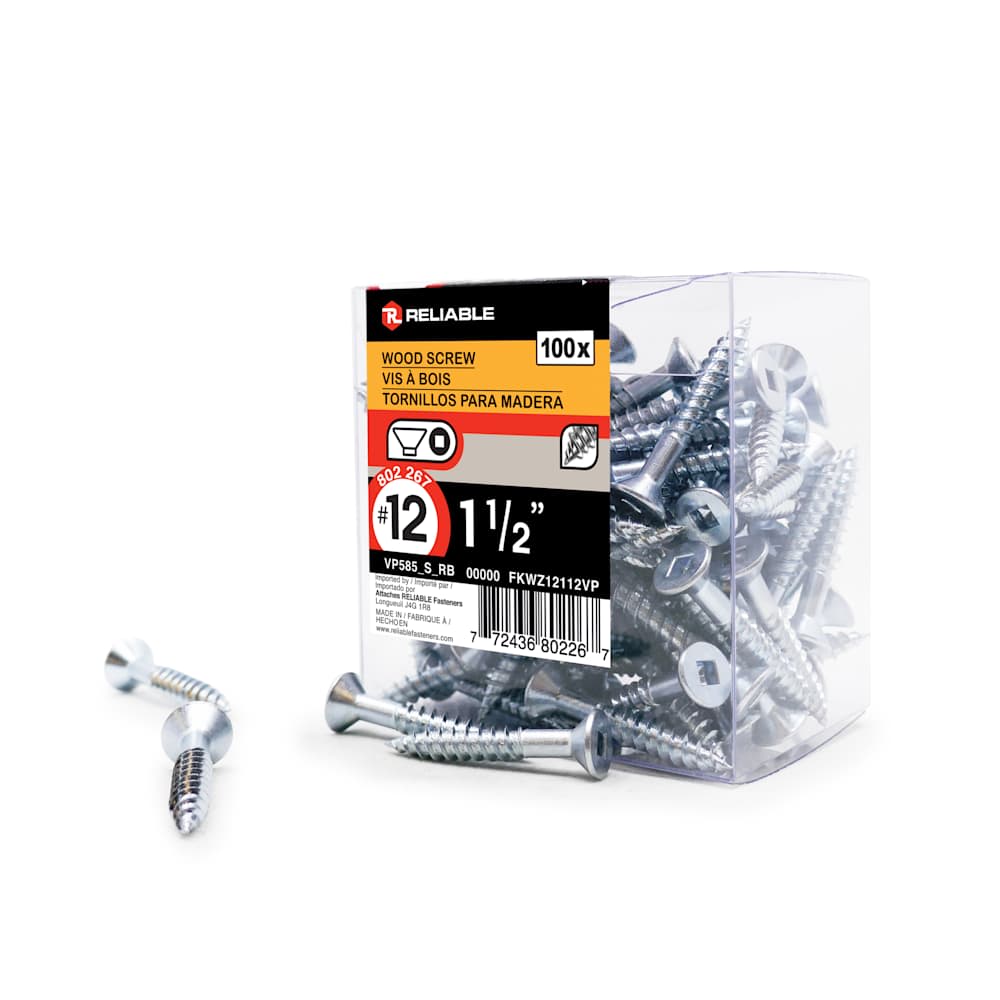 Vis à bois 1 1/2 po n° 12 T.P. Pqt/100