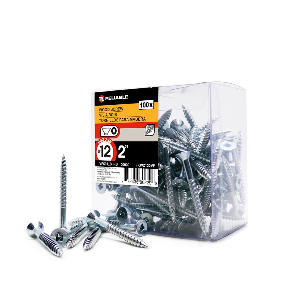 Flat Head Wood Screws 3&nbsp;in. n° 12 Pkg/100