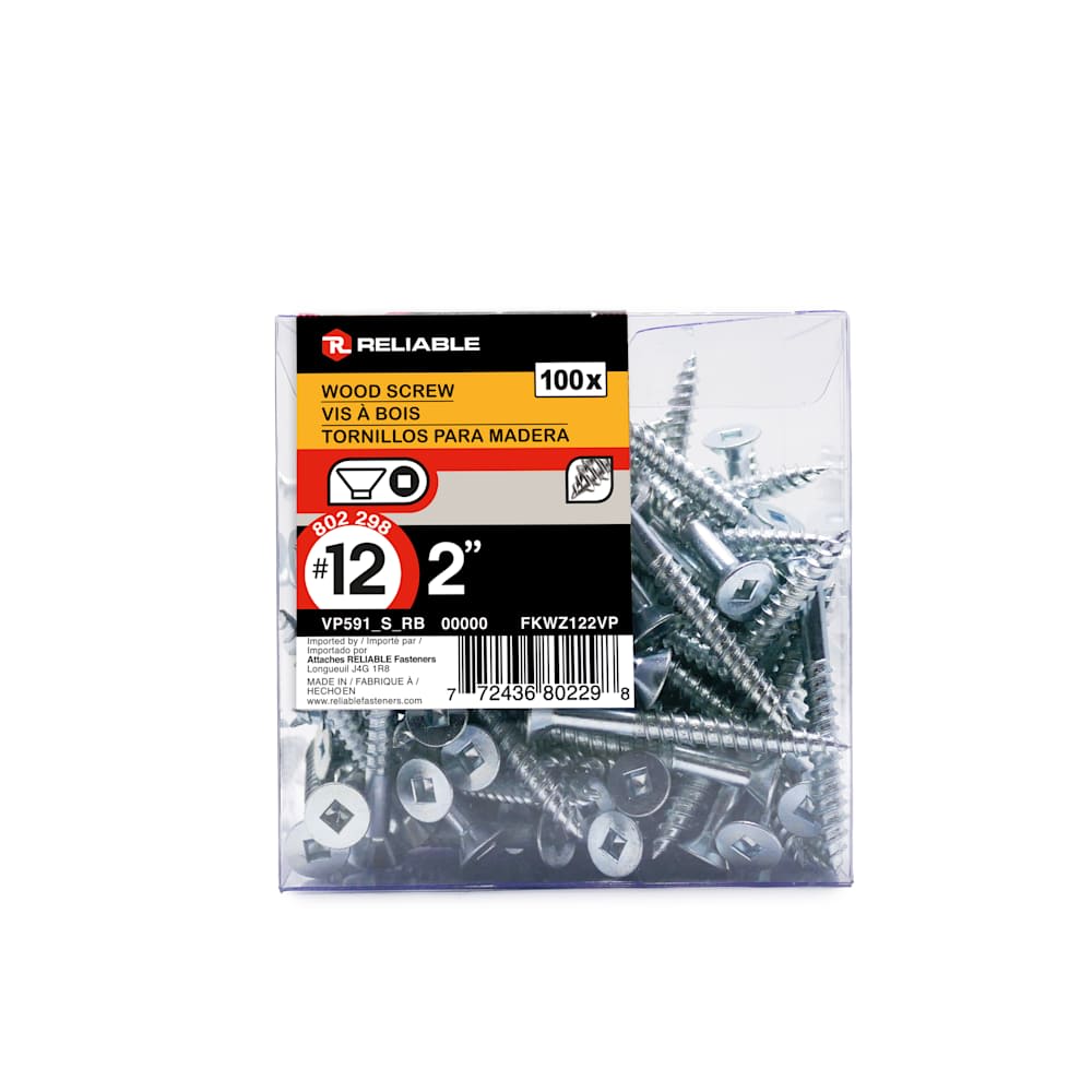 Flat Head Wood Screws 3&nbsp;in. n° 12 Pkg/100