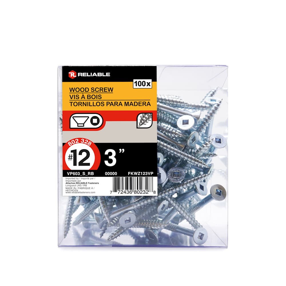 Vis à bois 3 po n° 12 T.P. Pqt/100