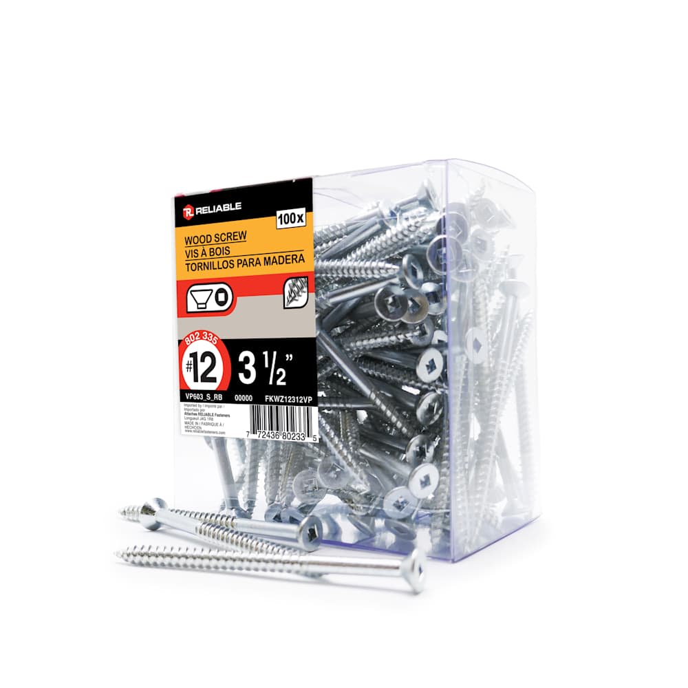 Flat Head Wood Screws 3&nbsp;1/2&nbsp;in. n° 12 Pkg/100