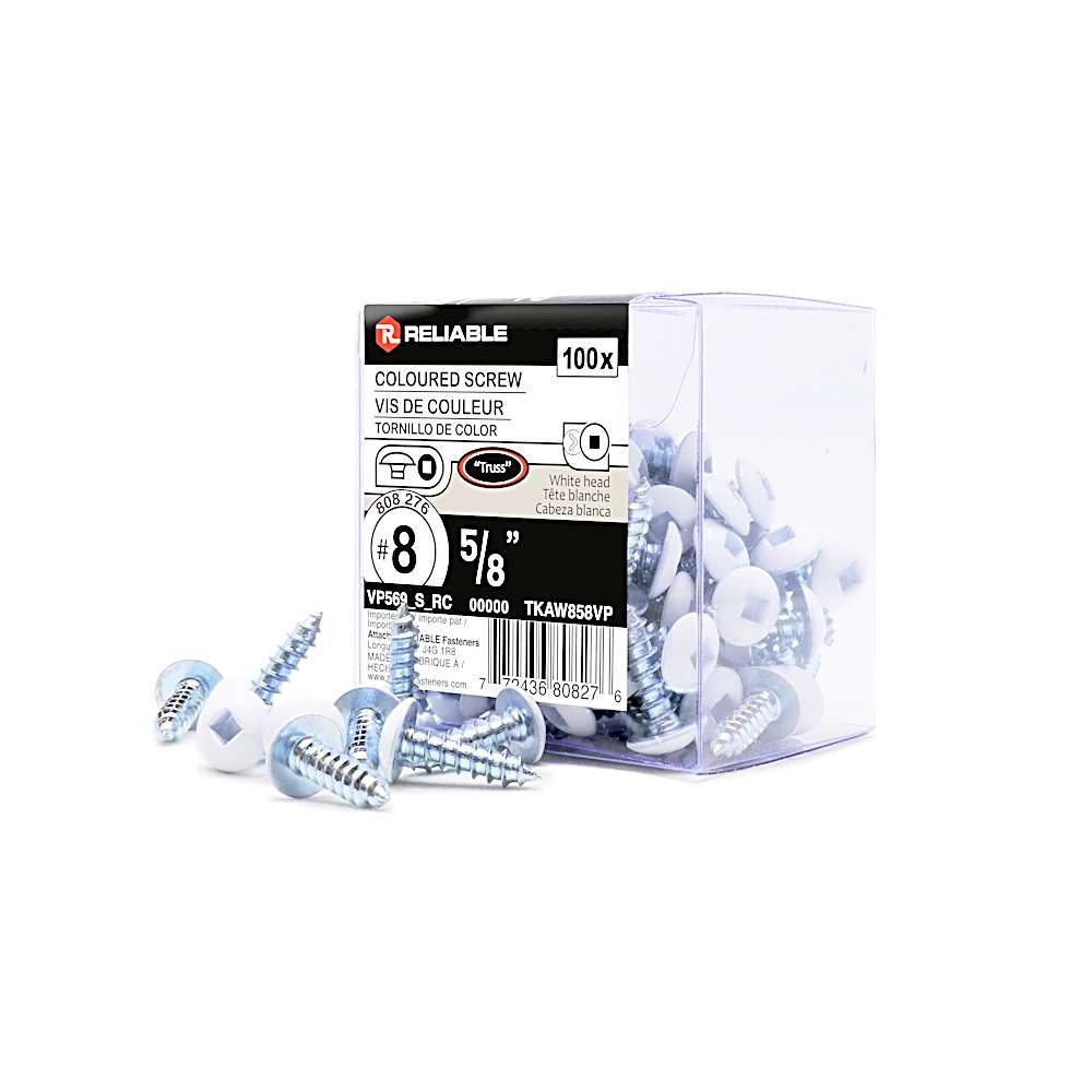 White Metal Screws 5/8 in. n° 8 100/Box