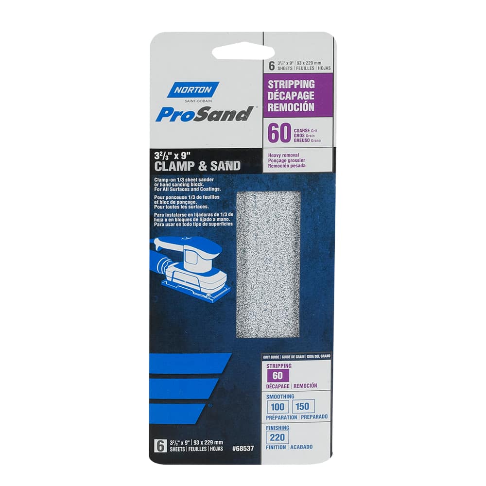 Papiers sablés Prosand 3 5/8 po x 9 po grain 60 Pqt/6