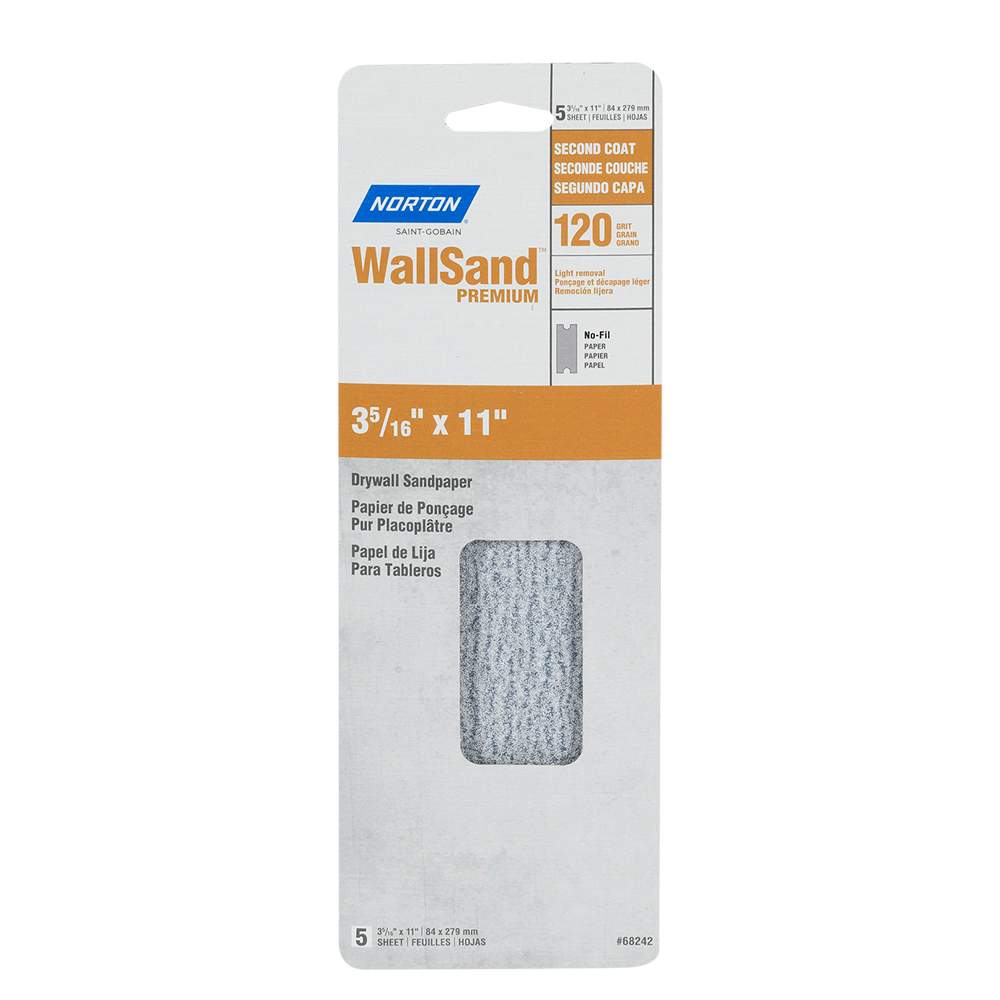 Papiers sablés pour gypse grain 120 Pqt/5