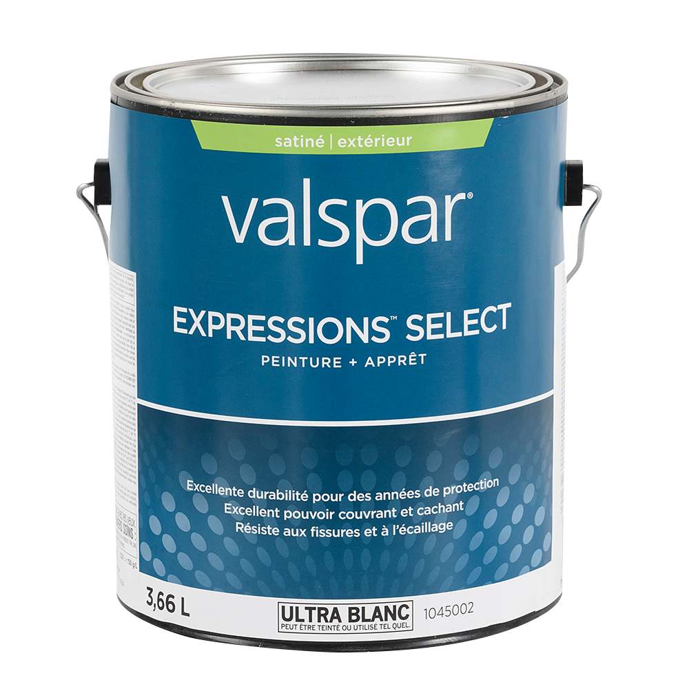 Peinture acrylique extérieur Expressions Select satiné ultra blanc et couleurs 3,66 L