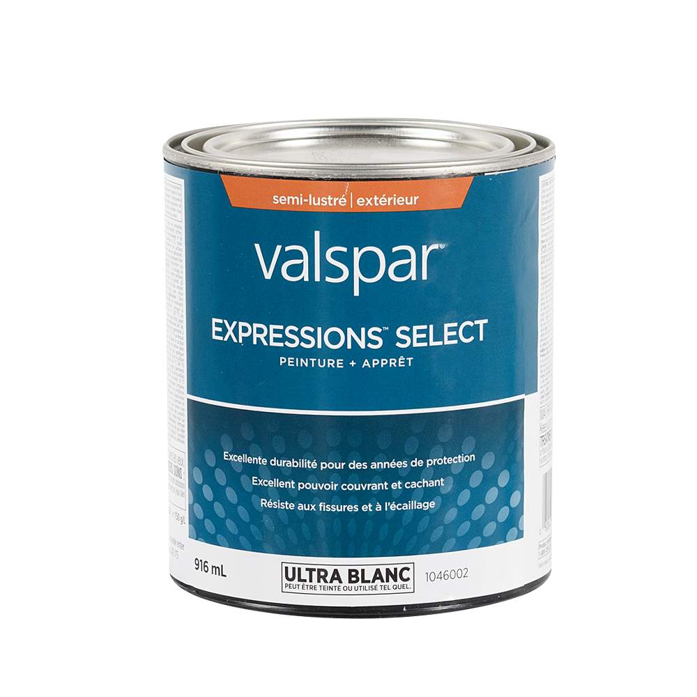 Peinture acrylique extérieur Expressions Select semi-lustré ultra blanc et couleurs 916 ml