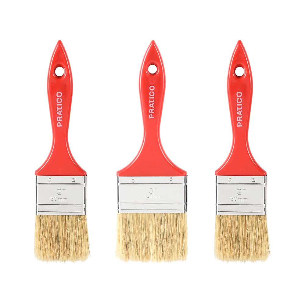 PRATICO Set of 3 Straight Natural Bristle Brushes