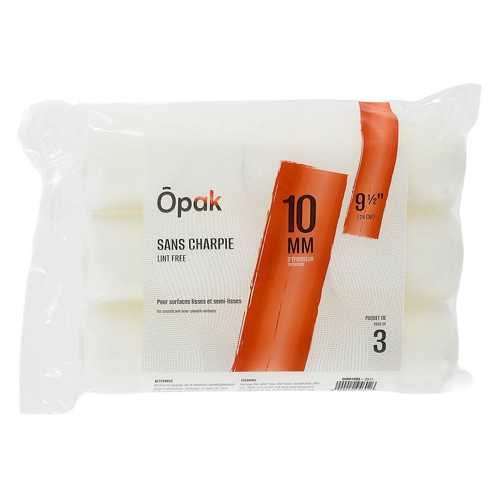 ÔPAK Paint Rolls 9&nbsp;1/2&nbsp;in 10&nbsp;mm Pkg/3
