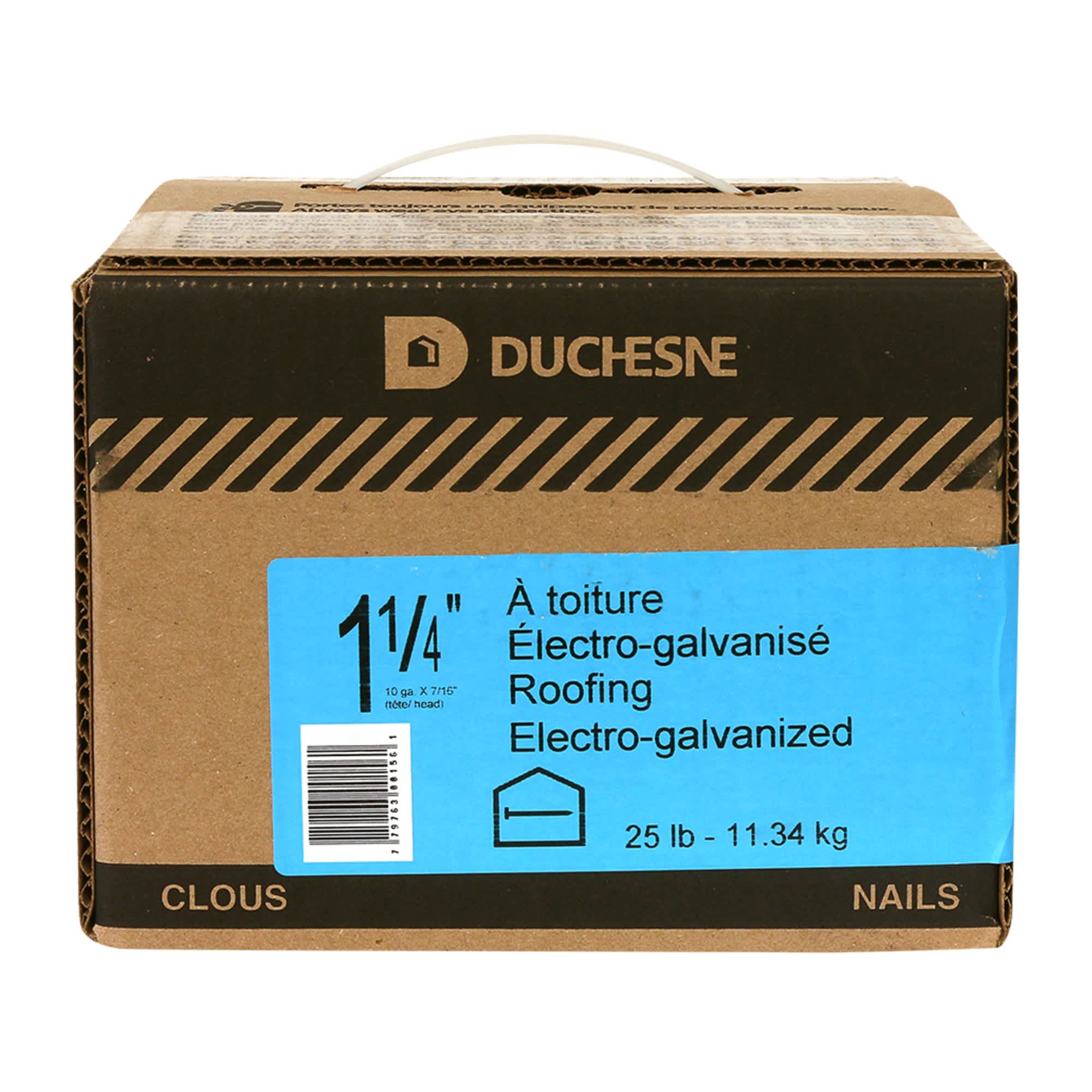 Clous à toiture électro-galvanisé 1&nbsp;1/4&nbsp;po 25&nbsp;lb