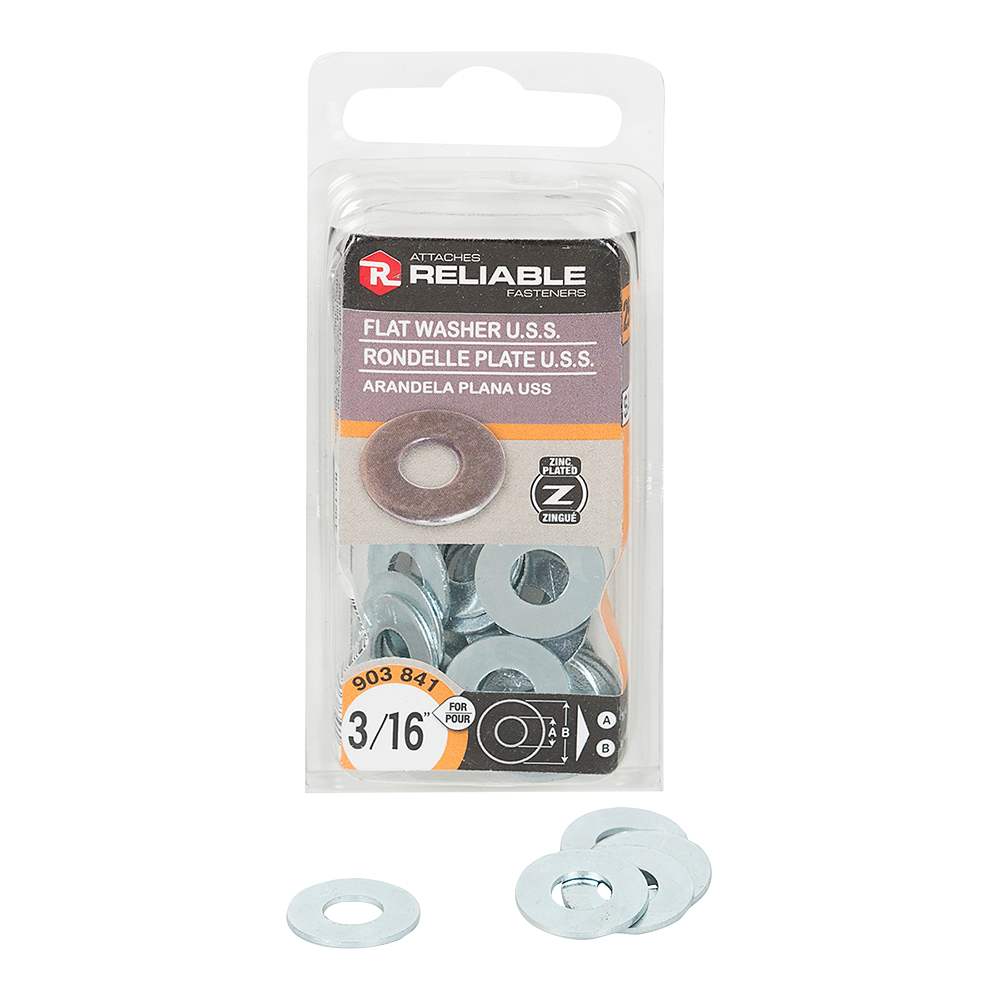 Rondelles plates 3/16 po Pqt/25