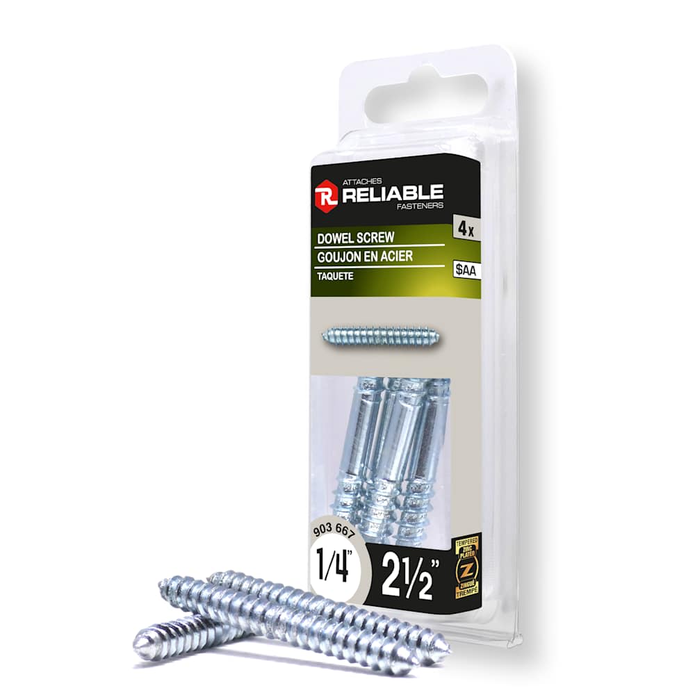 Goujons en acier filetés 1/4 po x 2 1/2 po Pqt/4