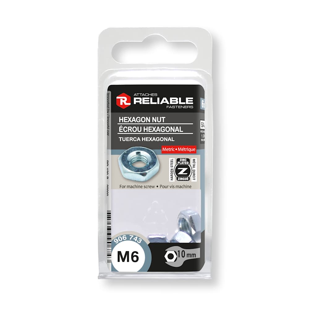 Lot De 250 écrous Hexagonaux BZP M6 – Pour Vis Carrées, Hauteur 6mm, Lot Pro