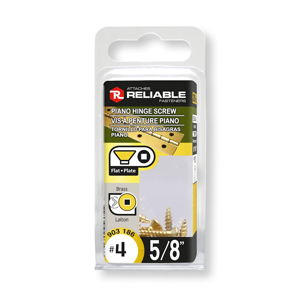 Vis à penture piano 5/8 po n° 4 laiton T.P. Pqt/20