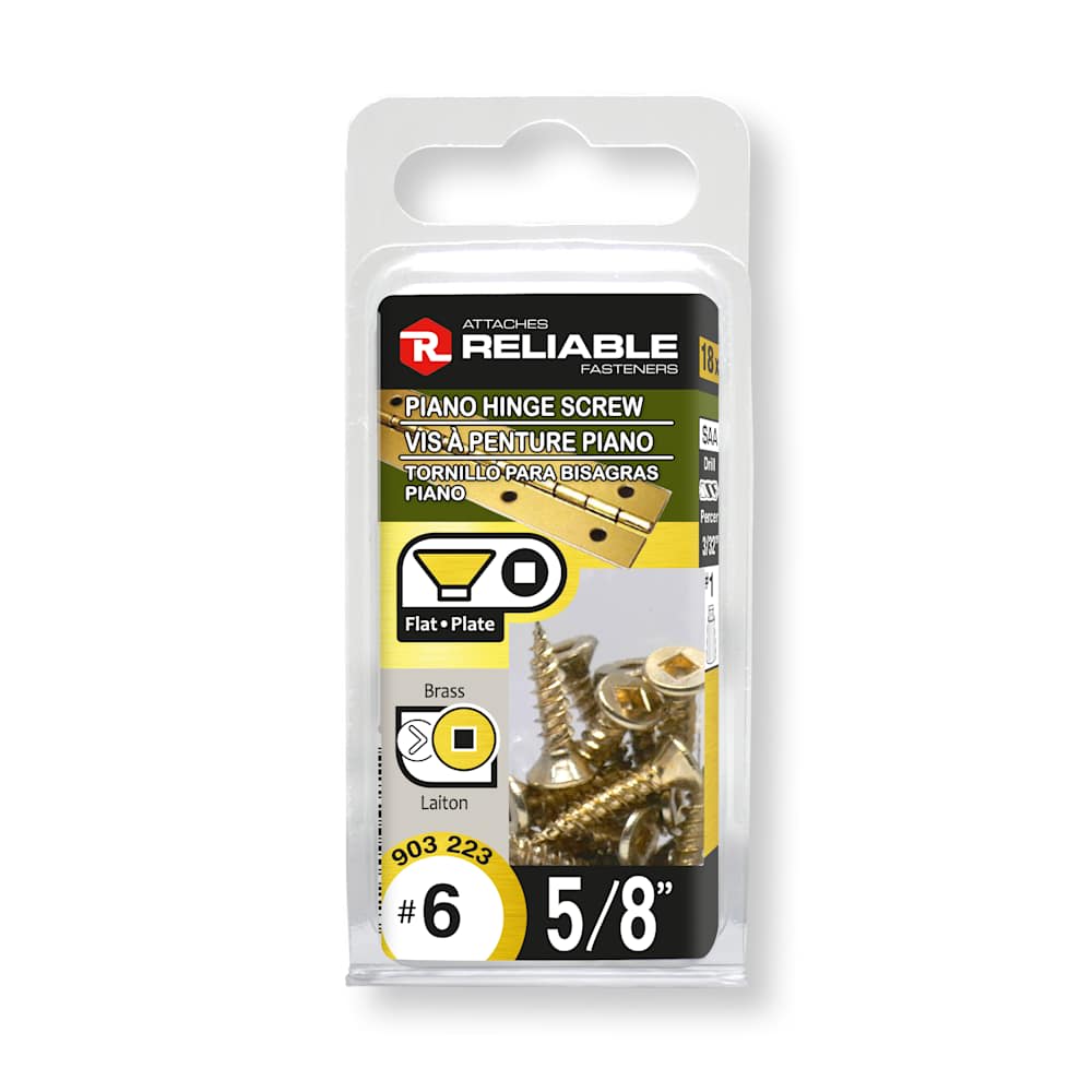 Vis à penture piano 5/8 po n° 6 laiton T.P. Pqt/18