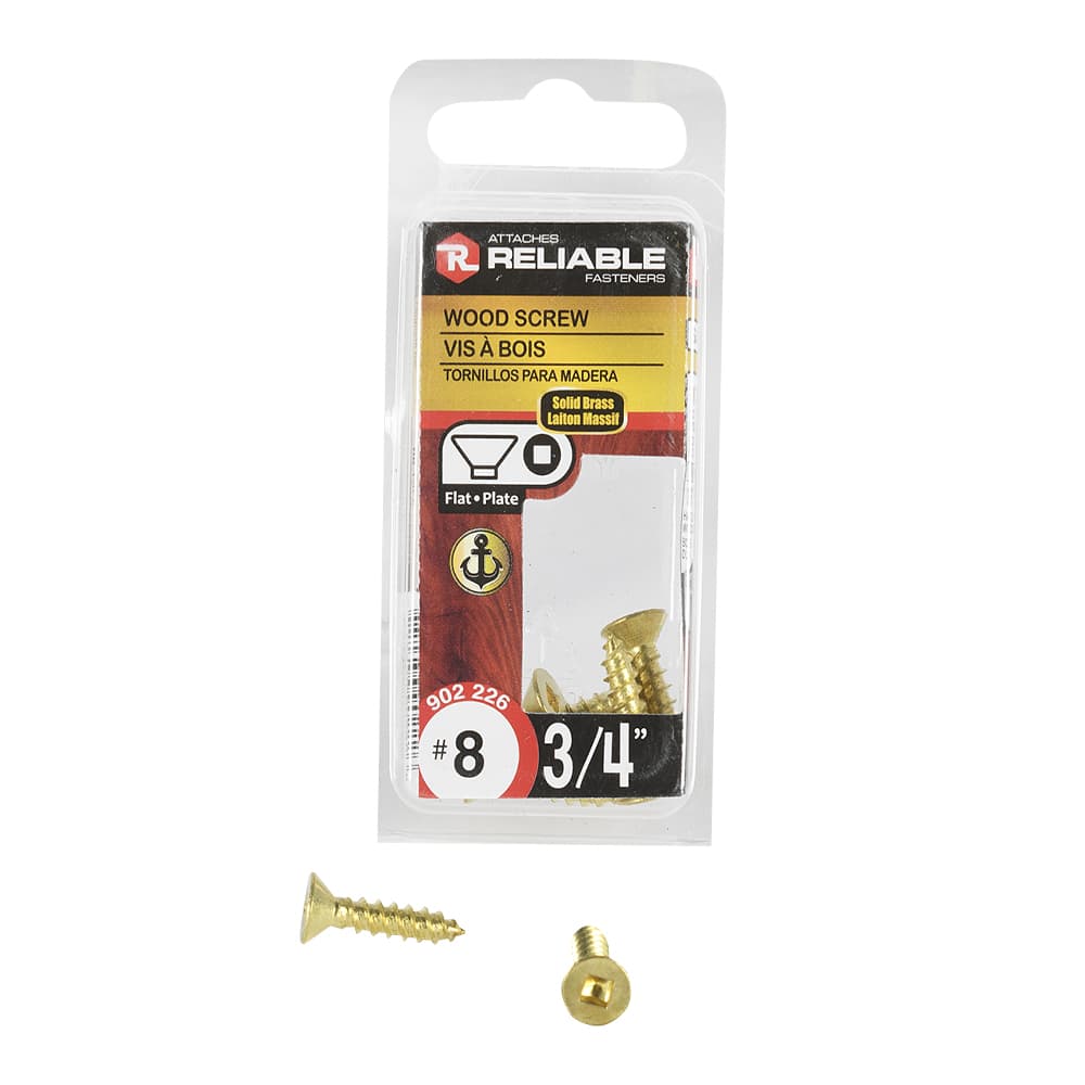 Vis à bois laiton 3/4 po n° 8 T.P. Pqt/8