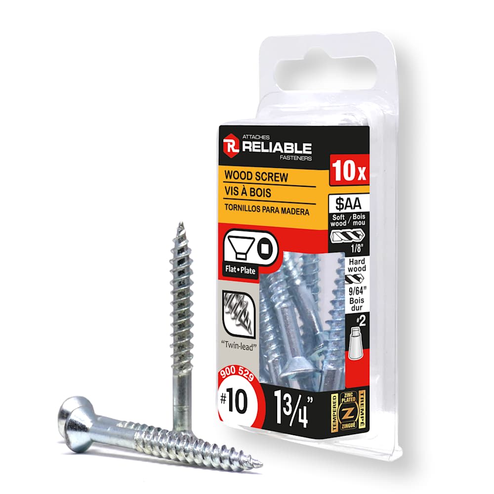 Vis à bois 1 3/4 po n° 10 T.P. Pqt/10