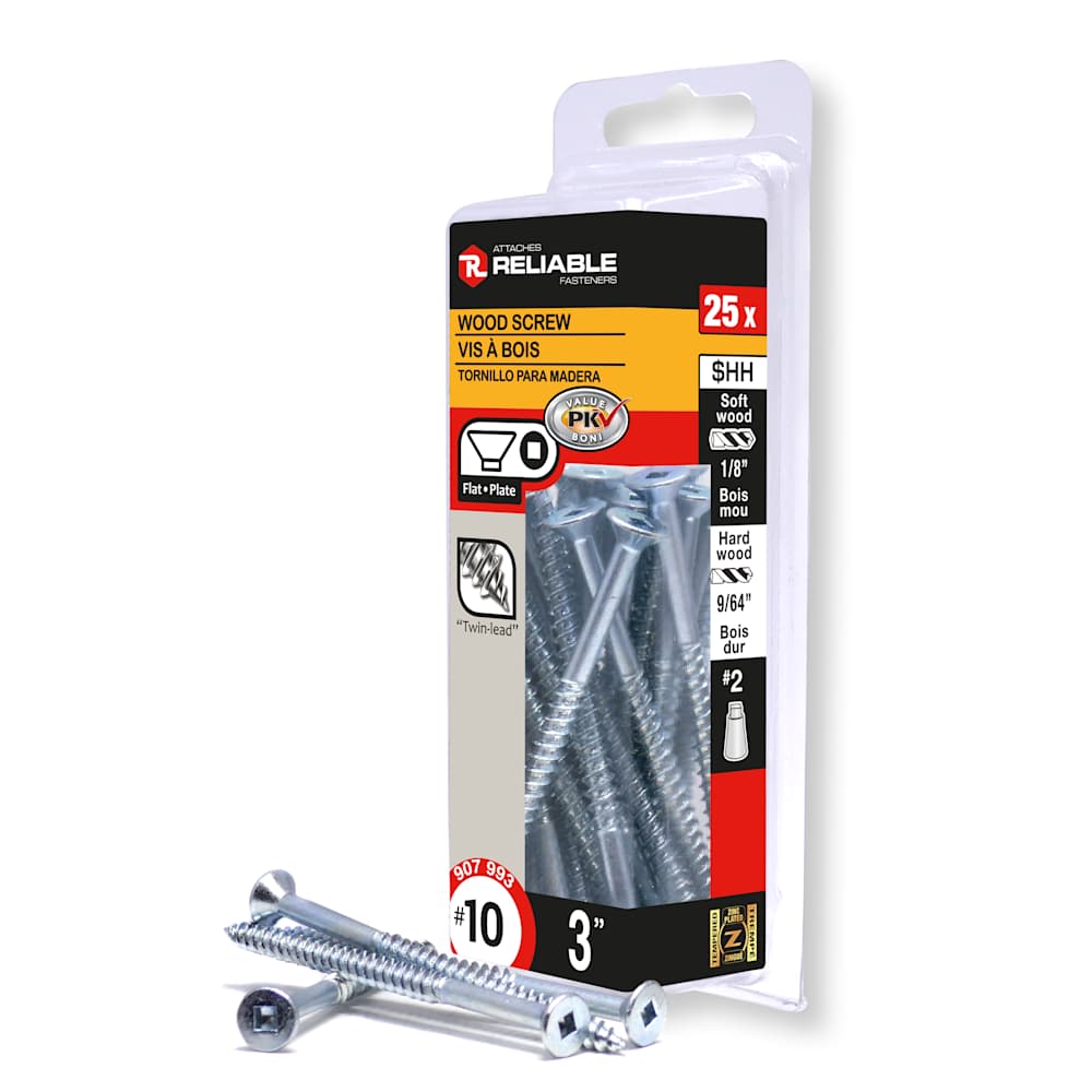 Vis à bois 3 po n° 10 T.P. Pqt/25