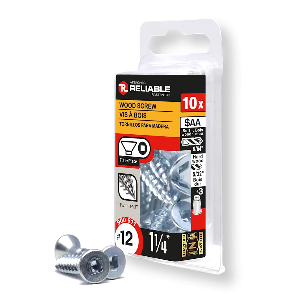 Flat Head Wood Screws 1 1/4 in. n° 12 Pkg/10