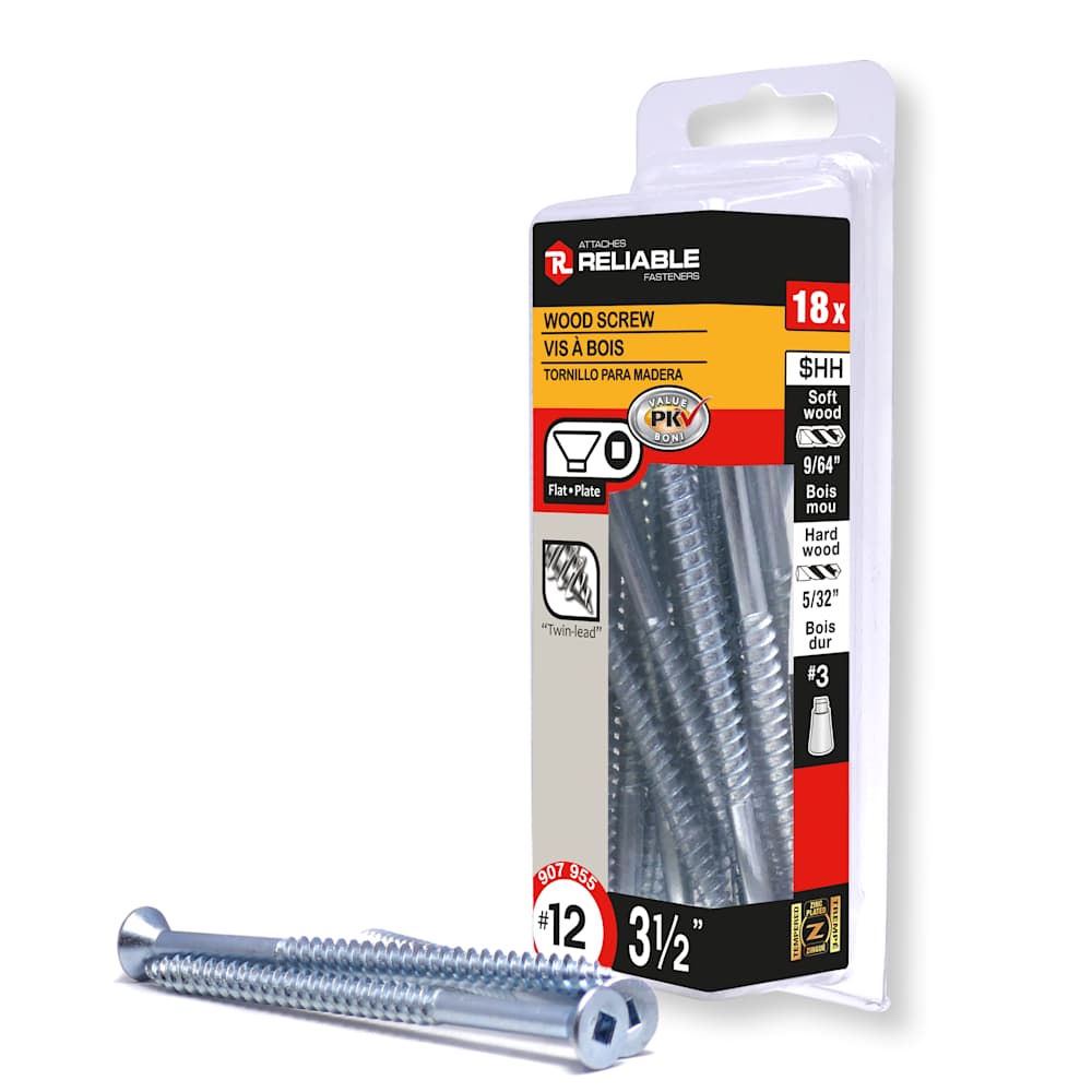 Vis à bois 3 1/2 po n° 12 T.P. Pqt/18