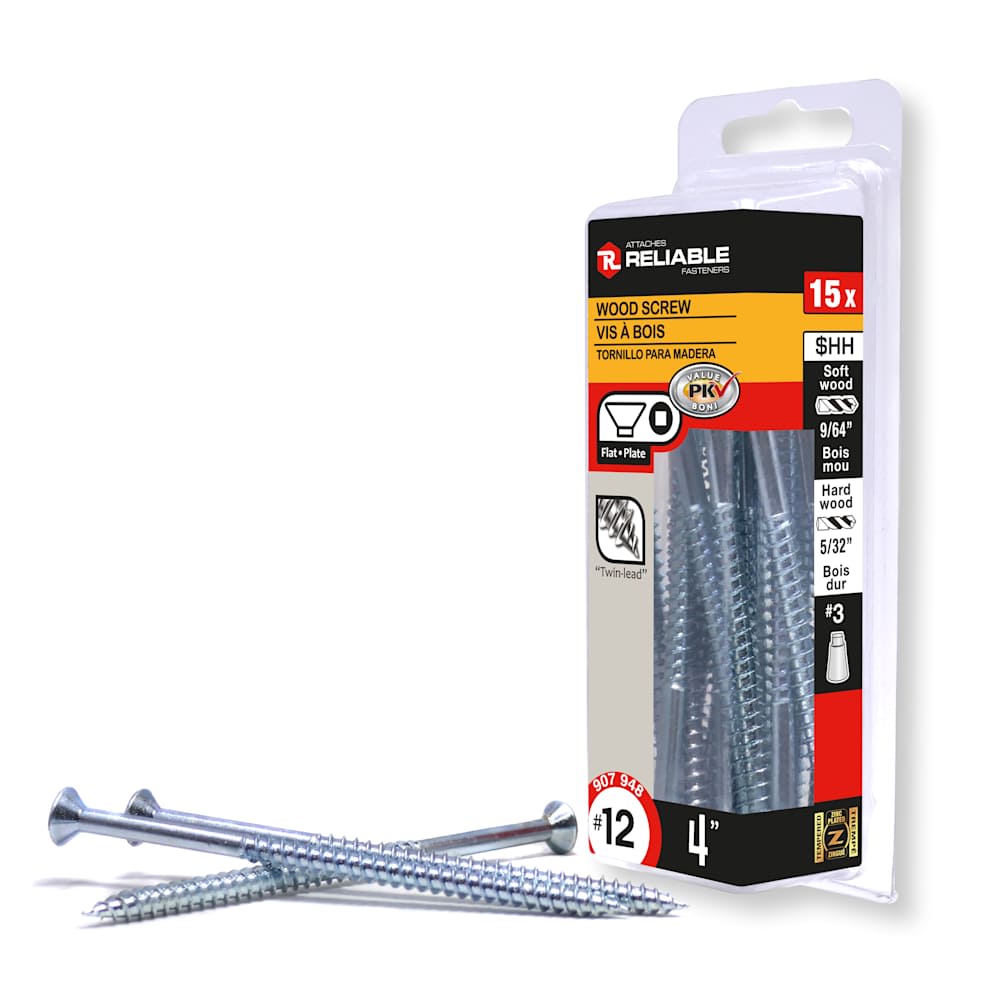 Flat Head Wood Screws 4 in. n° 12 Pkg/15