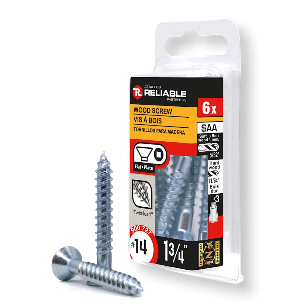 Vis à bois 1 3/4 po n° 14 T.P. Pqt/6