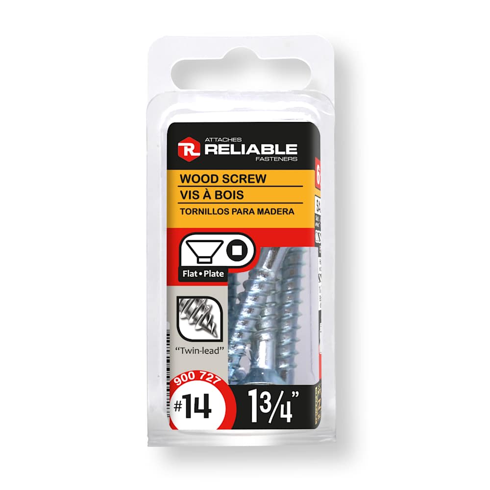 Flat Head Wood Screws 1 3/4 in. n° 14 Pkg/6