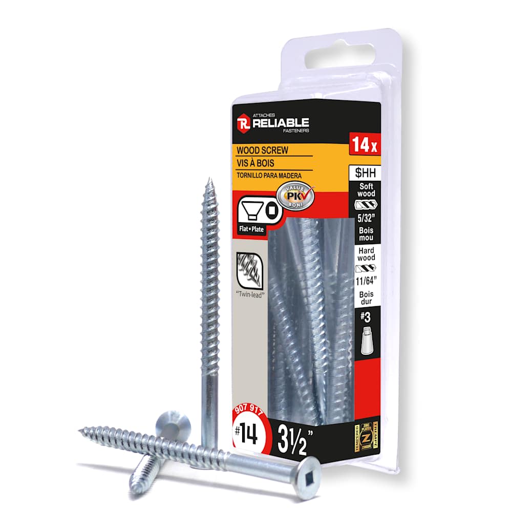 Flat Head Wood Screws 3 1/2 in. n° 14 Pkg/14