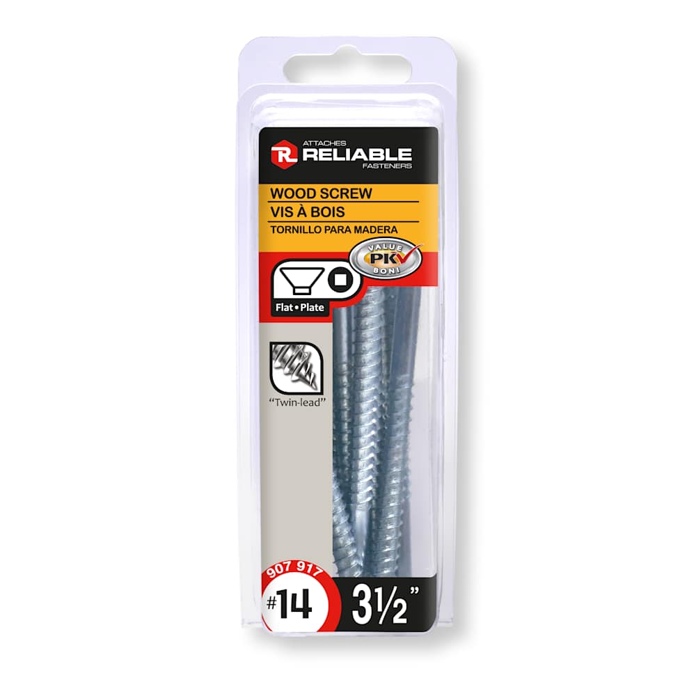 Flat Head Wood Screws 3 1/2 in. n° 14 Pkg/14