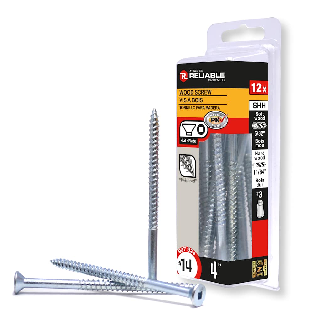 Flat Head Wood Screws 4 in. n° 14 Pkg/12