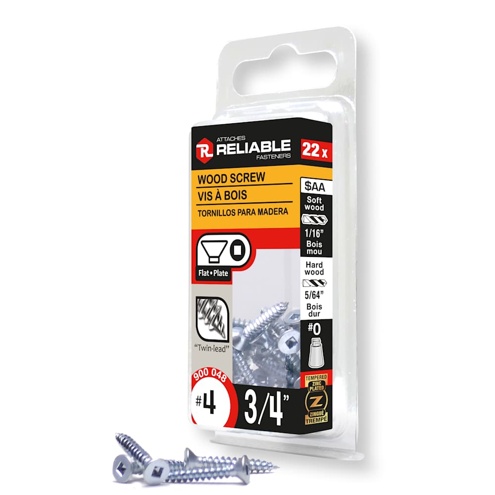 Vis à bois 3/4 po n° 4 T.P. Pqt/22