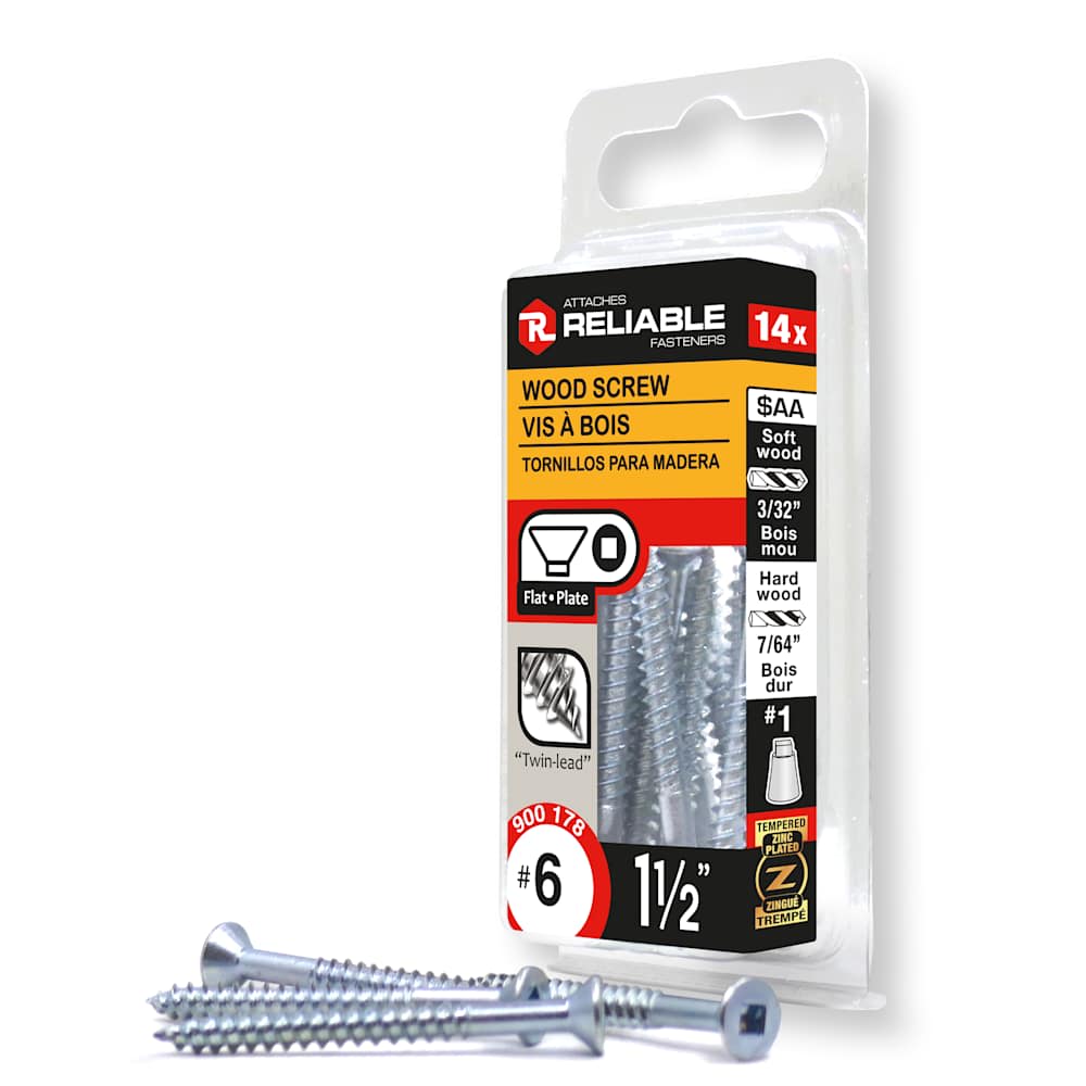Flat Head Wood Screws 1 1/2 in. n° 6 Pkg/14
