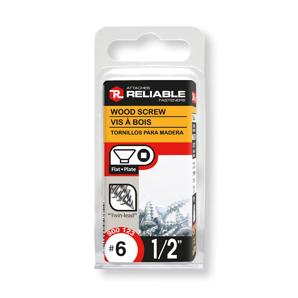 Flat Head Wood Screws 1/2 in. n° 6 Pkg/24