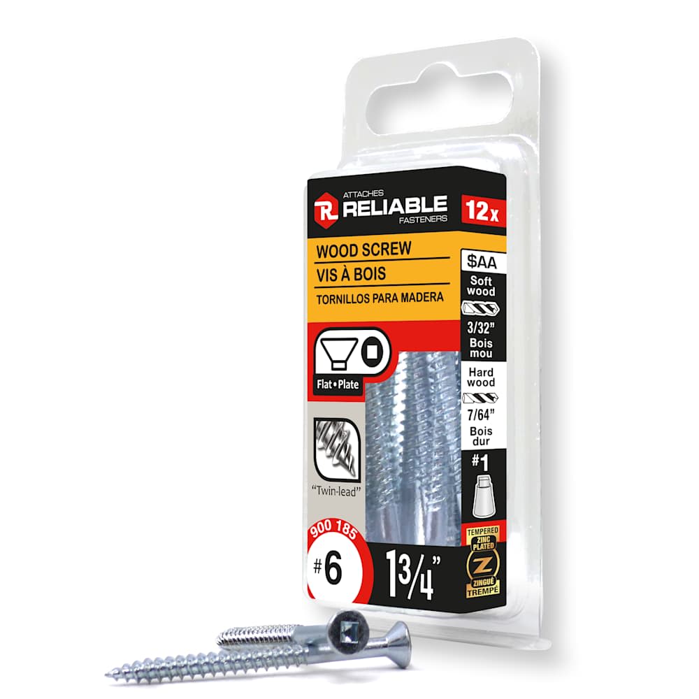 Flat Head Wood Screws 1 3/4 in. n° 12 Pkg/12