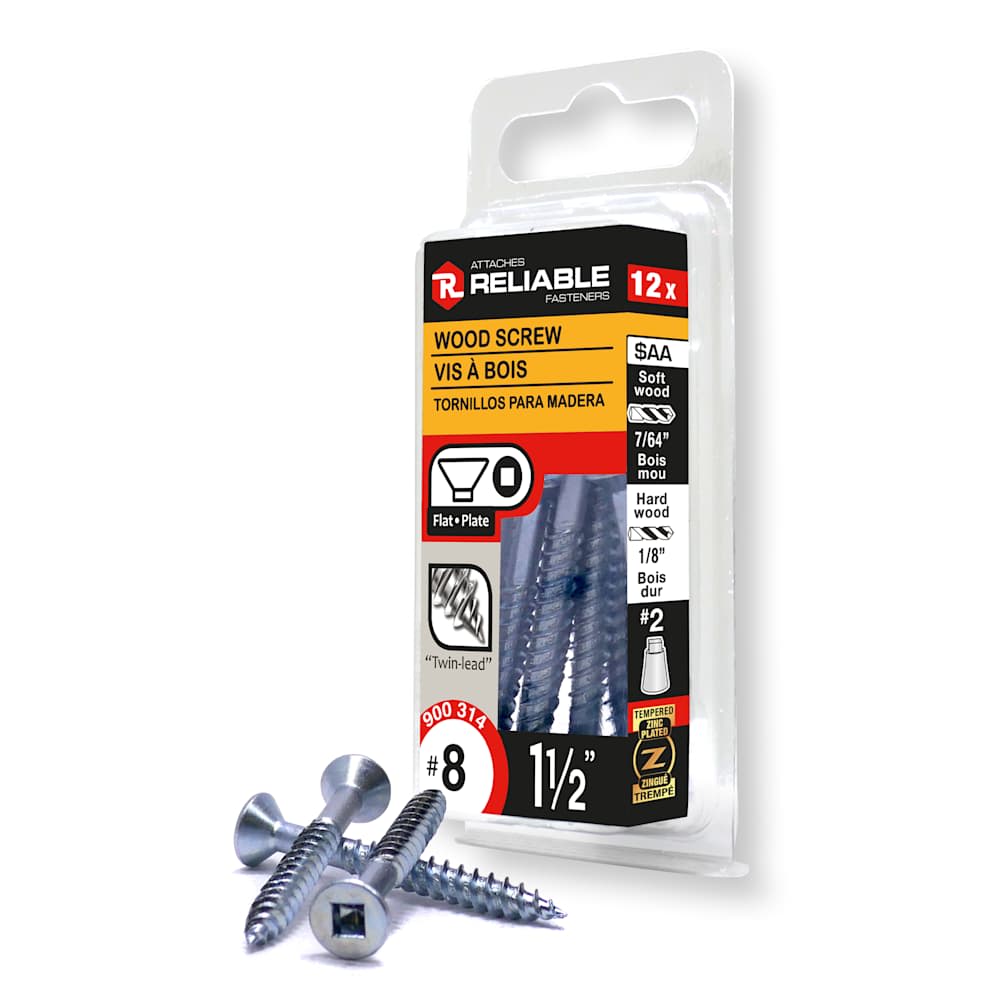 Vis à bois 1 1/2 po n° 8 T.P. Pqt/12