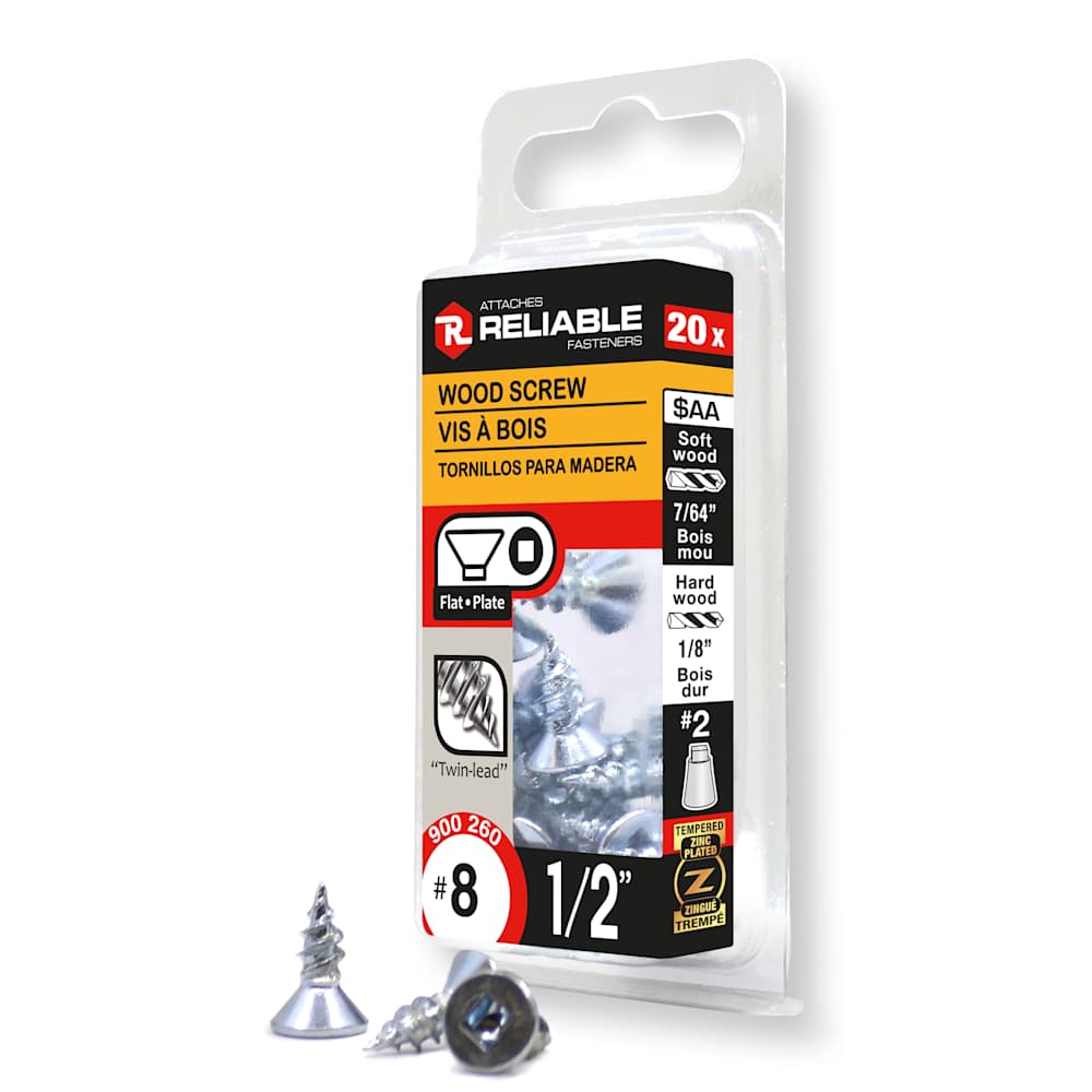 Flat Head Wood Screws 1/2 in. n° 8 Pkg/20