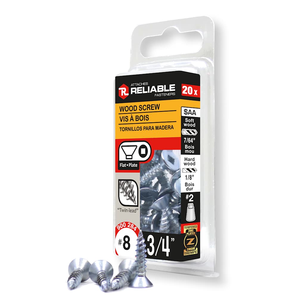 Flat Head Wood Screws 3/4 in. n° 8 Pkg/20