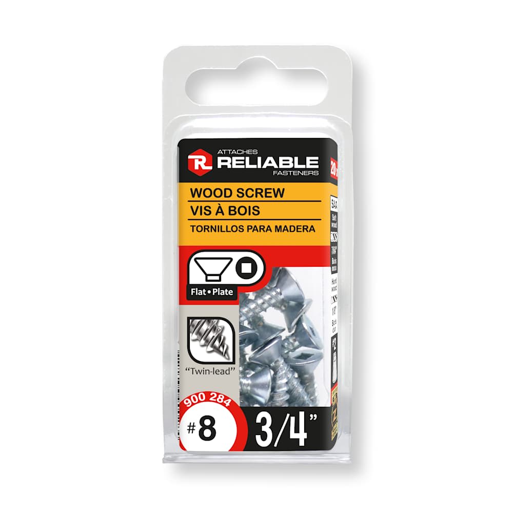 Flat Head Wood Screws 3/4 in. n° 8 Pkg/20