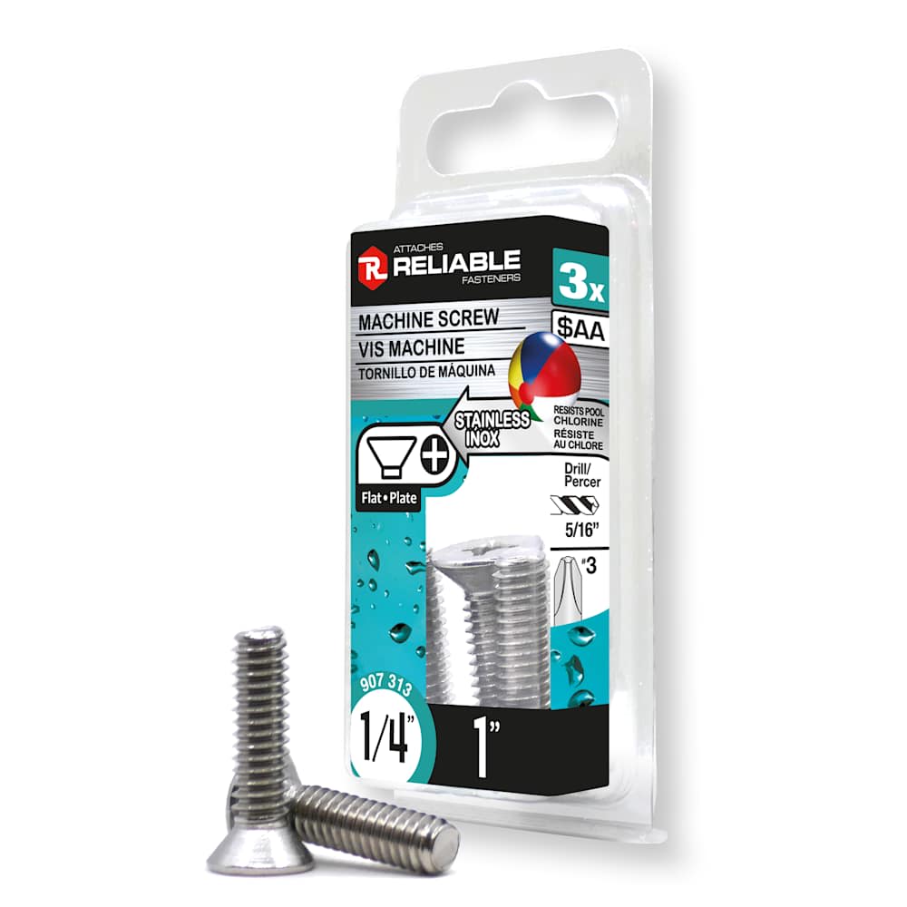 Boulons mécaniques T.P. inox 1/4-20 x 1&nbsp;po&nbsp;Pqt/3